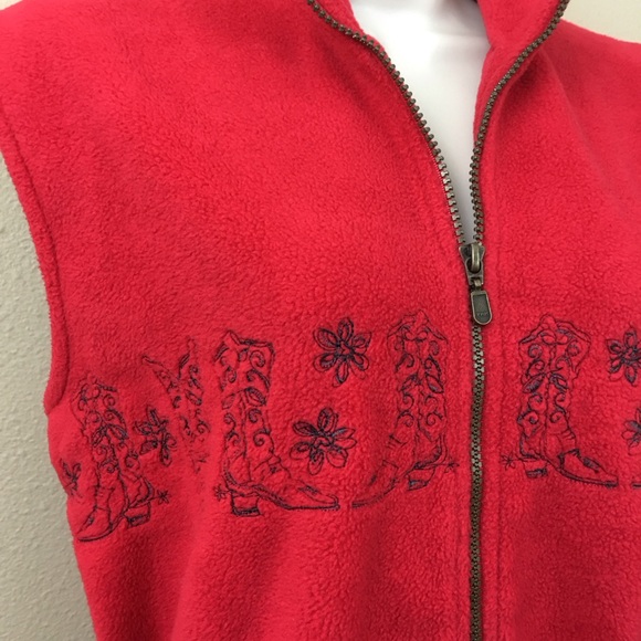 Line Two red fleece zip front western style vest - Picture 14 of 16